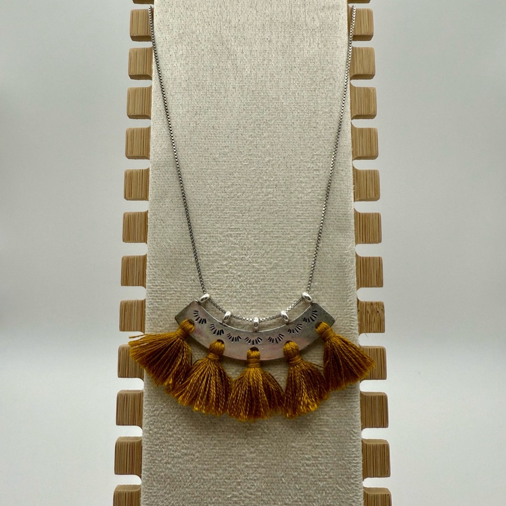 Madewell Silver Necklace with Thread Tassels